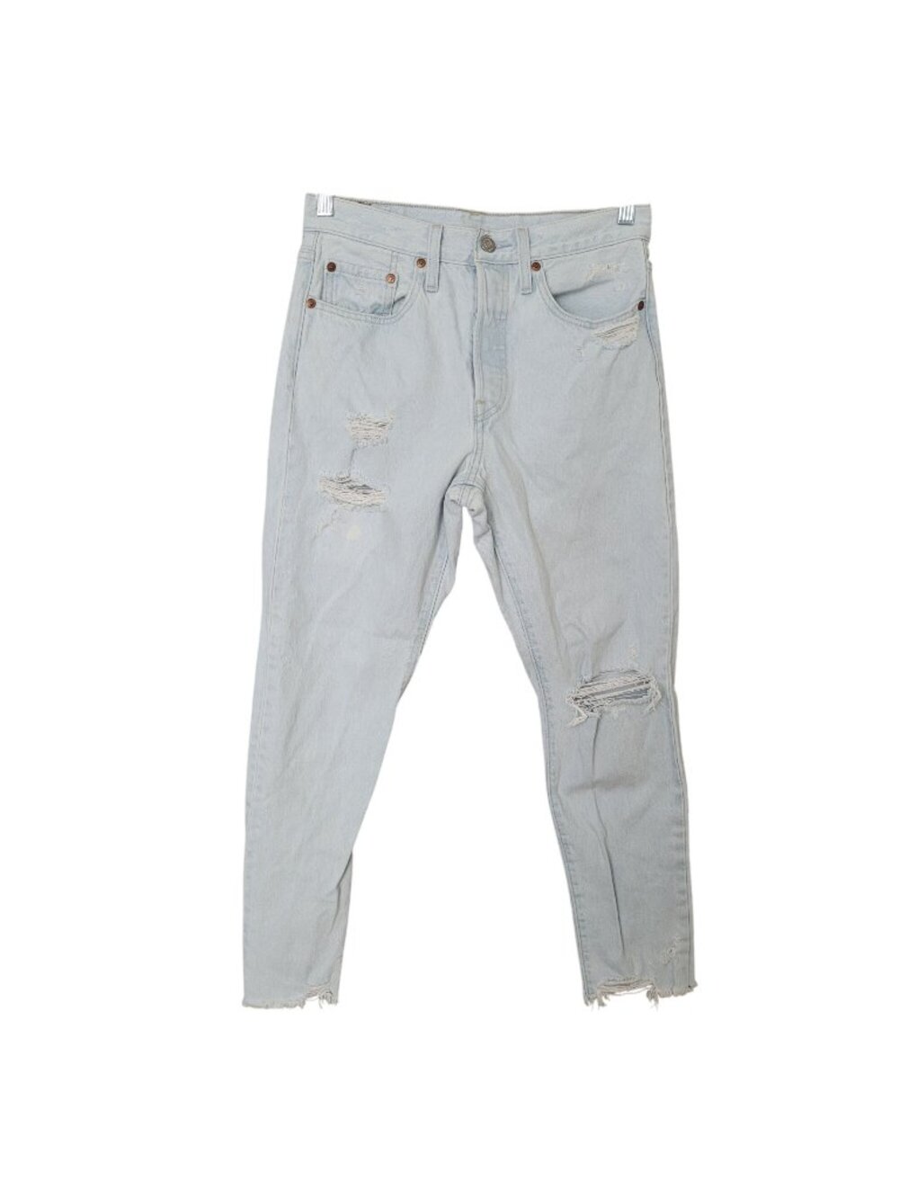 Levis Premium Skinny Jeans Womens Tag W27 L28 (measured W29 L27) Blue Distressed